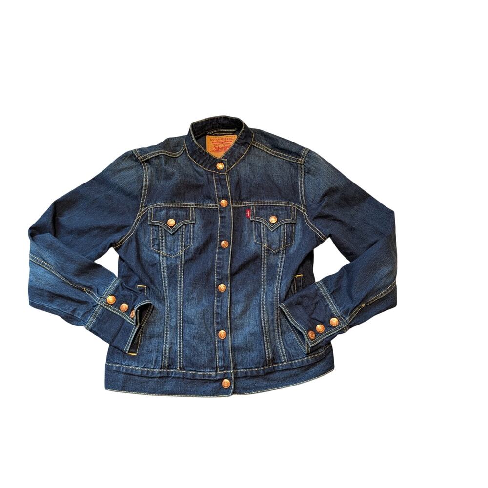 Levi's Easy Rider Dark Wash Denim Snap Button Trucker Jacket Medium Vintage Blue